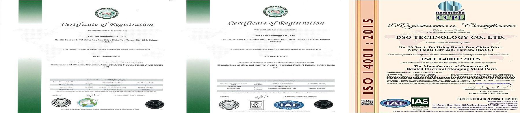 IATF16949:2016, ISO9001, ISO14001 certification renewal completed.
